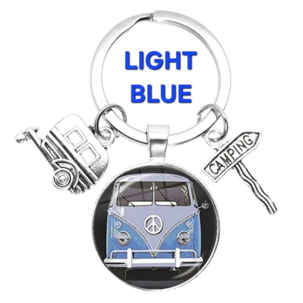 Keychain Retro Van Peace Sign Blue Red Yellow - Picture 11 of 14